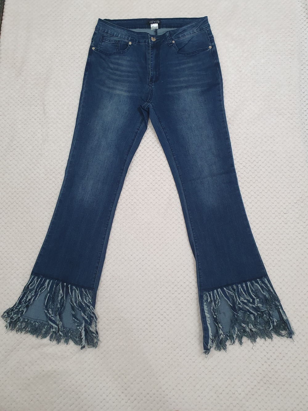 VENUS Boho Fringe Flare Leg Jeans - Dark Wash - Women's Size 8